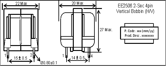 Common Mode EE2506 H/V choke